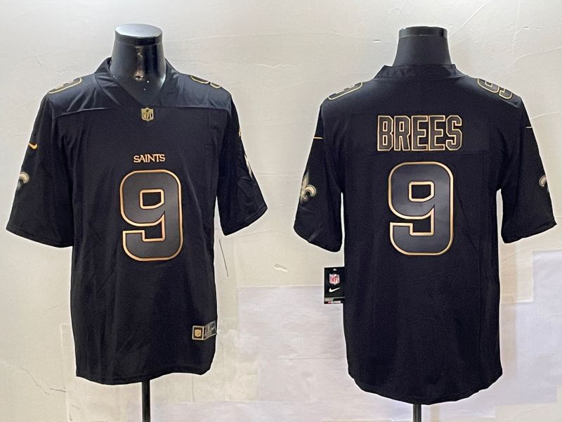 Men New Orleans Saints #9 Brees Black Gold 2024 Nike Limited NFL Jersey style 0108->nfl hats->Sports Caps
